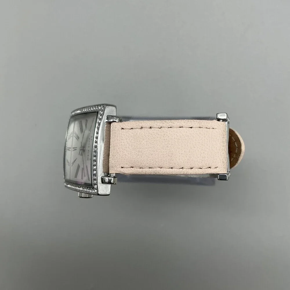 Anne Klein AK/1299 Womens Watch 28mm Silver Tone Leather Crystals New Battery